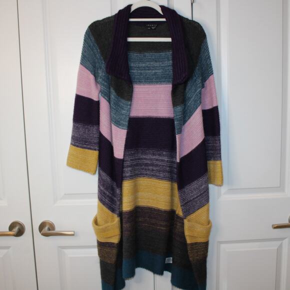 THEORY Floriane Land Multi Color Striped Long Cardigan | P Small - Picture 2 of 15
